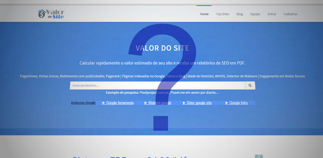 Como funcionar o Valor do Site?